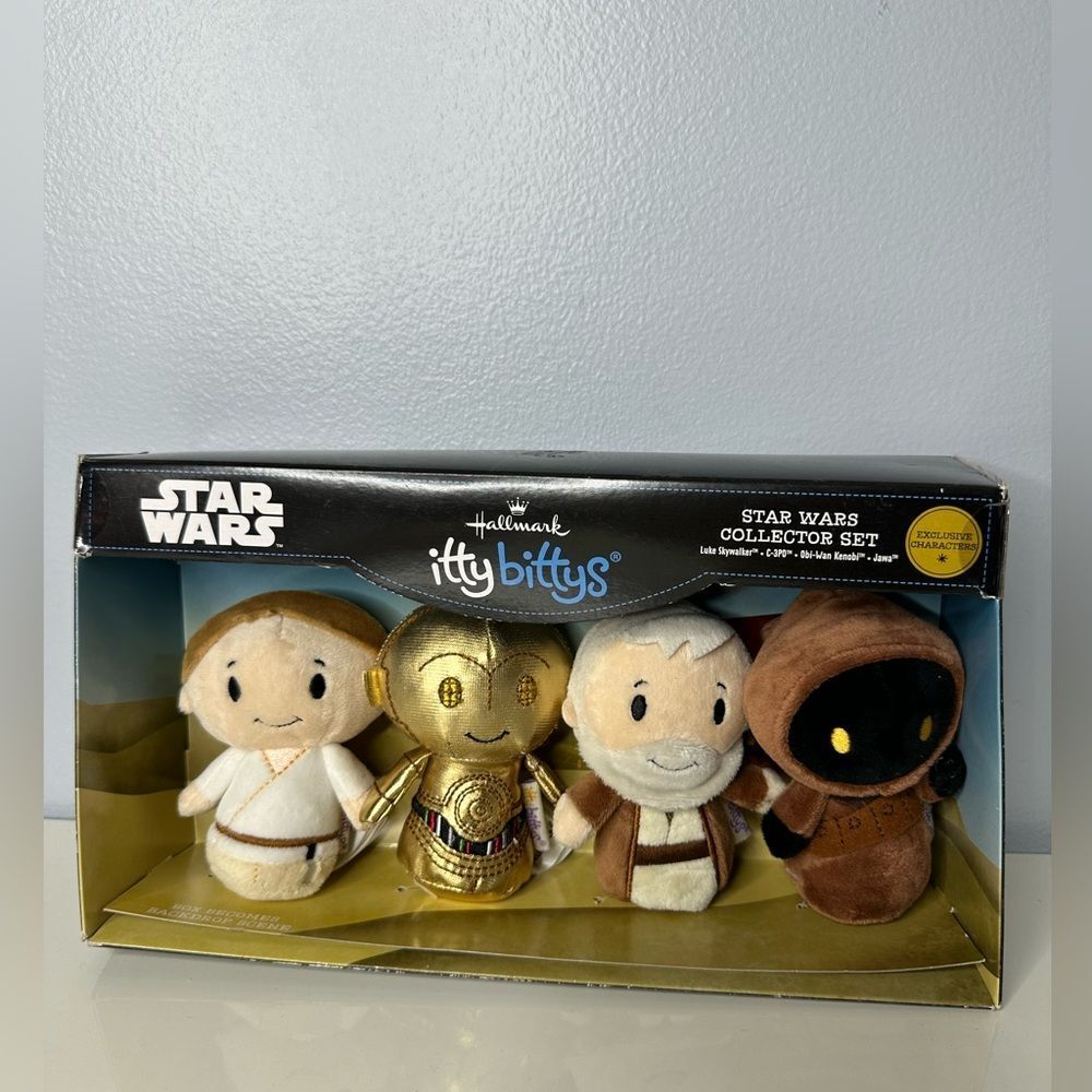 Hallmark Itty Bittys Star Wars Collector Set Luke C-3PO Jawa Obi-Wan Plush Dolls